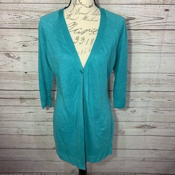 Lafayette 148 One Button Linen Duster Long Sweater Sz S - Picture 2 of 5